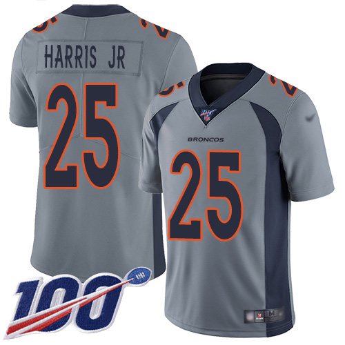 Men Denver Broncos #25 Chris Harris Jr Limited Silver Inverted Legend 100th Season Football NFL Jersey